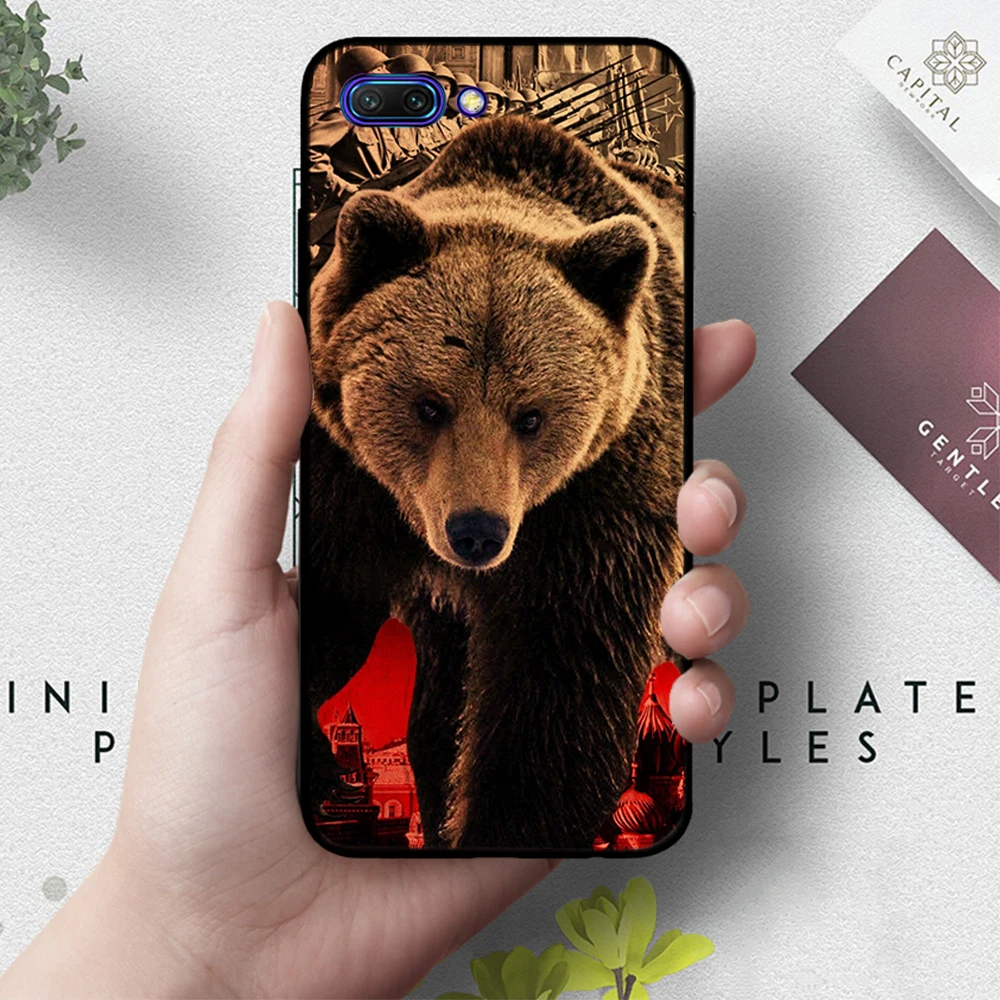 Русский силиконовый чехол с черным медведем для huawei honor 6A 7A Pro 7X8 Lite 8X 8C 9 Note 10 View 20 9X - Цвет: 5