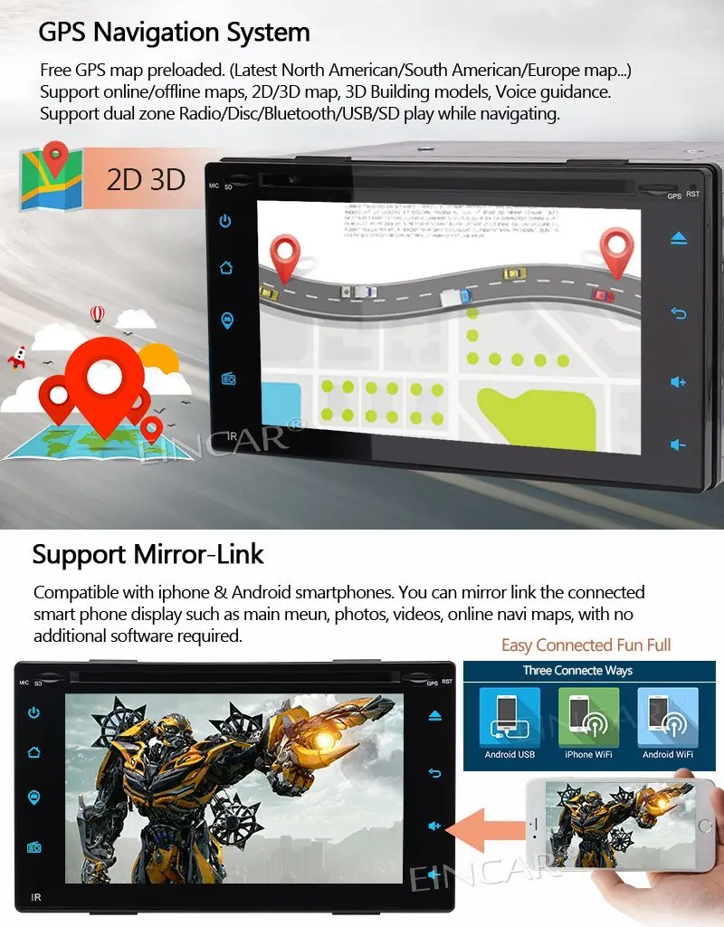 Автомобильный dvd плеер на основе Android 6 2 ''стерео gps навигации 2Din в тире головное