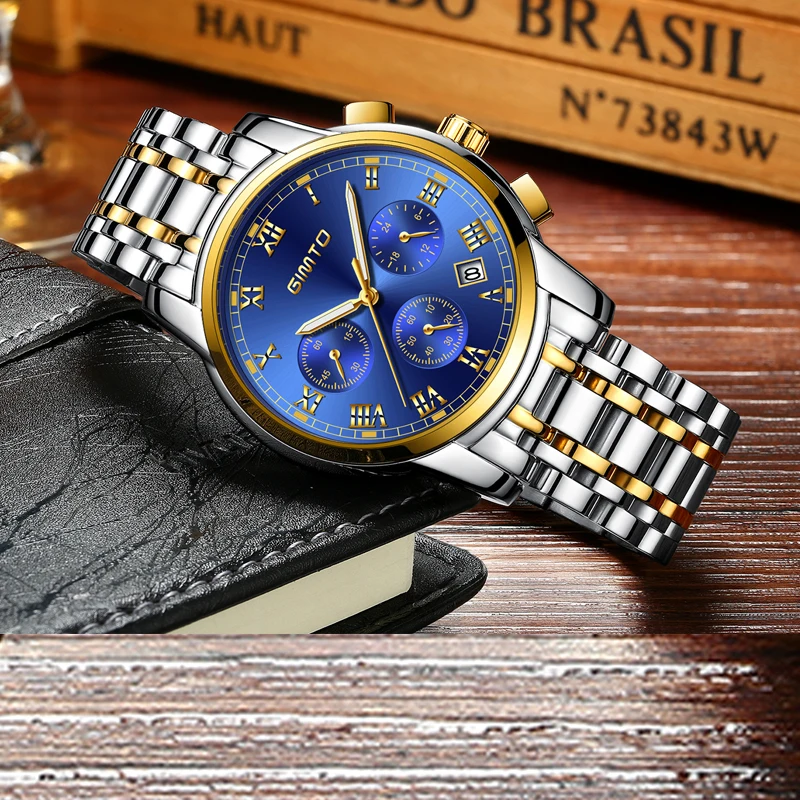 

GIMTO Top Brand Gold Quartz Men Watch Business Clock Steel Luxury Male Military Sport Wrist Watches 2018 relogio masculino