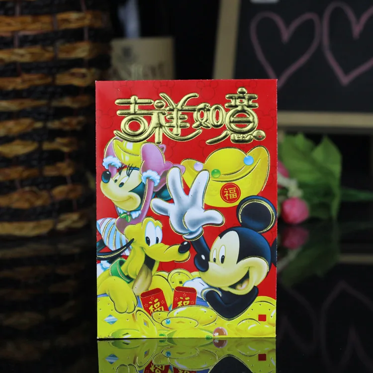 Микки Минни китайский новый год День рождения Свадьба новоселье красный конверт