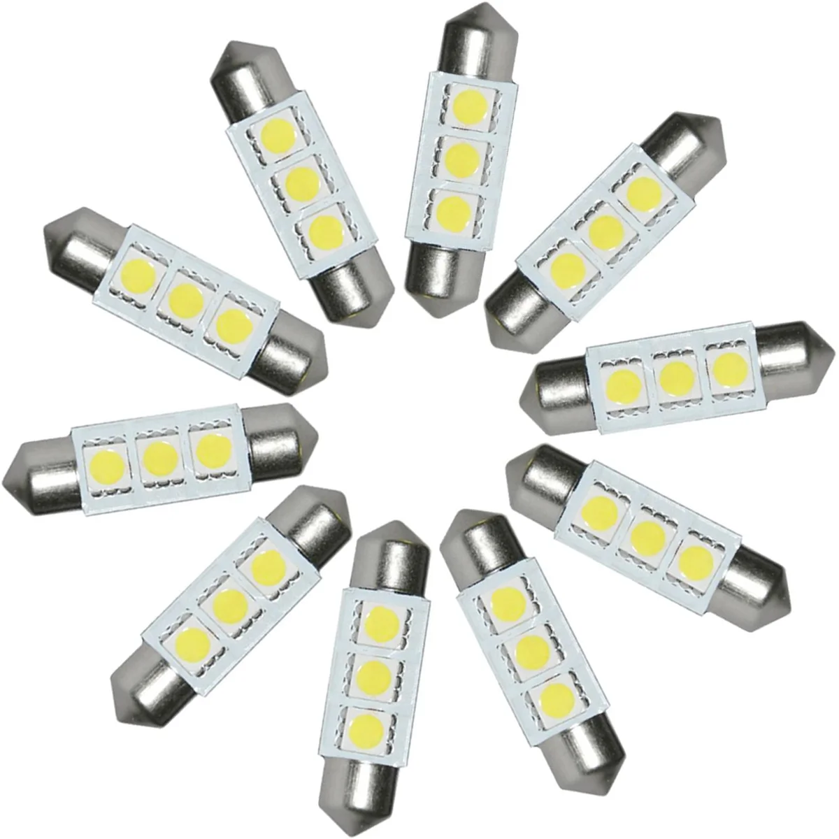 10 шт./компл. 36 мм 5050 3 SMD светодиодный автомобиль гирлянда для салона Купол