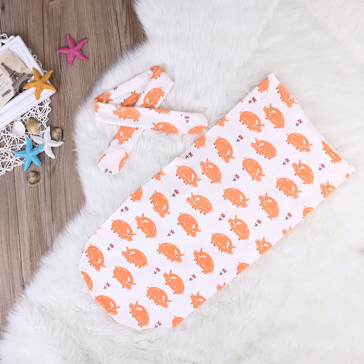 1PCS Baby Blanket+ Headband Print Photography Props DIY Stroller Swaddle Wrap Sleeping Bag Cute Headband Cover Play Mat Set