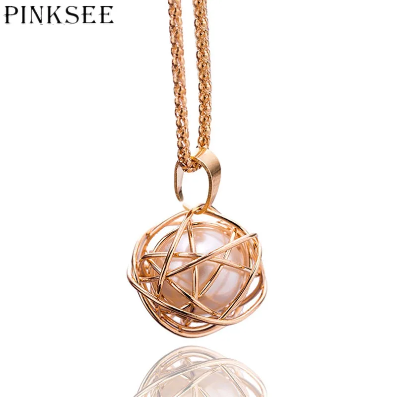 Ожерелье PINKSEE с подвеской из искусственного жемчуга полый сферической формы