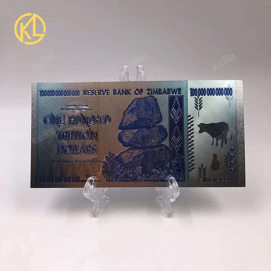 Банкноты 100 шт./лот в Зимбабве жетон для банкнот с золотым/серебряным покрытием