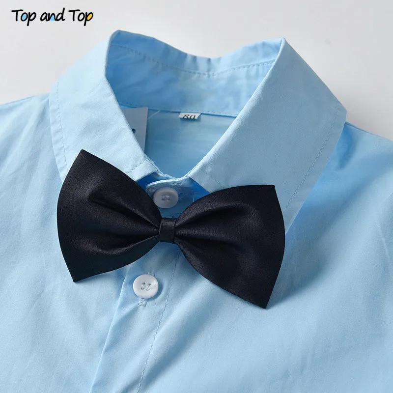 Комплект одежды для мальчиков из топа и хлопковая рубашка с коротким рукавом