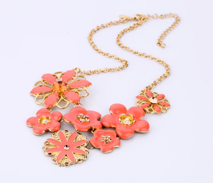 Sweat Orange Crystal Flower Necklace For Women Long Bohemia Romantic Jewelry Accessory | Украшения и аксессуары