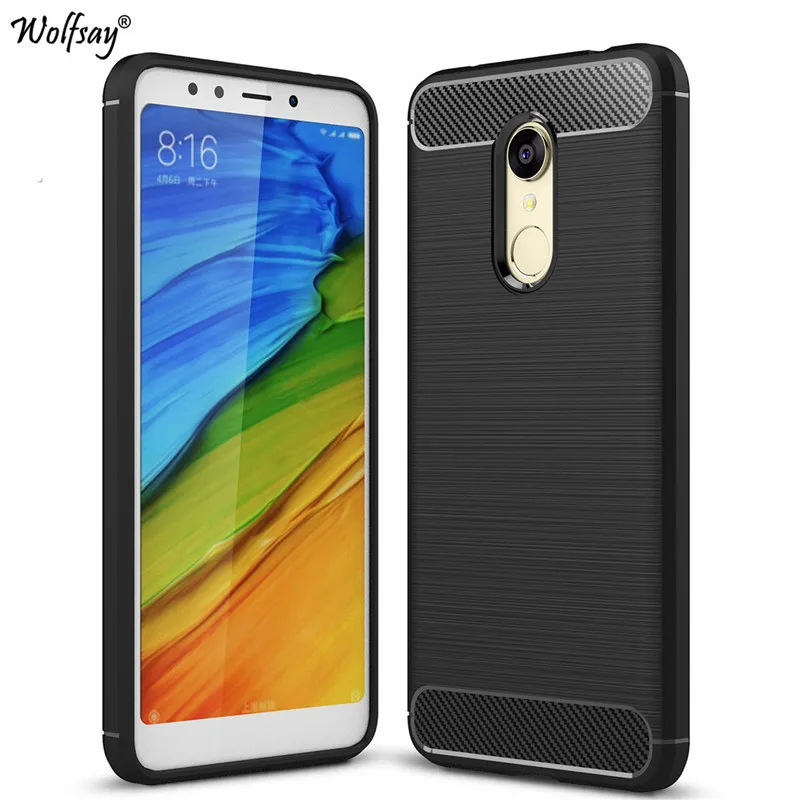 For Xiaomi Redmi 5 Plus Case Brushed Carbon Fiber Soft Silicone Phone Cover |