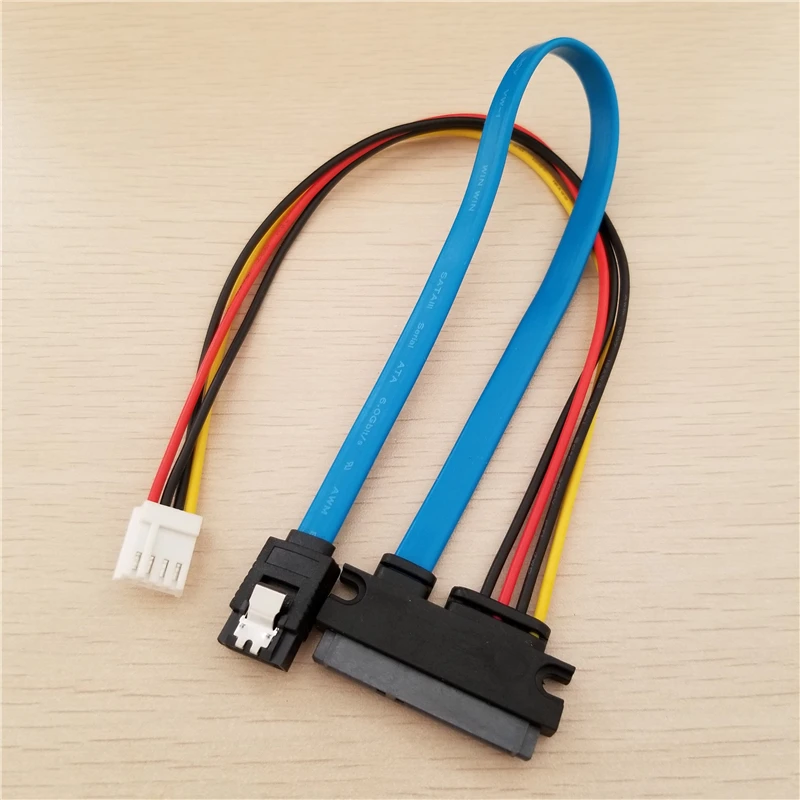 

ITX Hard Drive Data Power Supply Integrated Cable Small 4Pin Female & SATA 3.0 Male to SATA 22Pin(7+15Pin) Data Power Cable 25cm