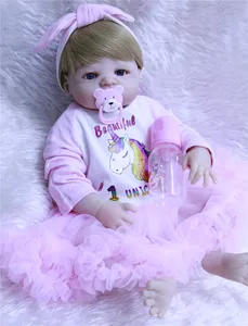 Кукла реборн силиконовая, Реалистичная кукла-младенец со светлыми волосами для девочек, 22 дюйма, 55 см, игрушка для детей, подарок для новорожденных