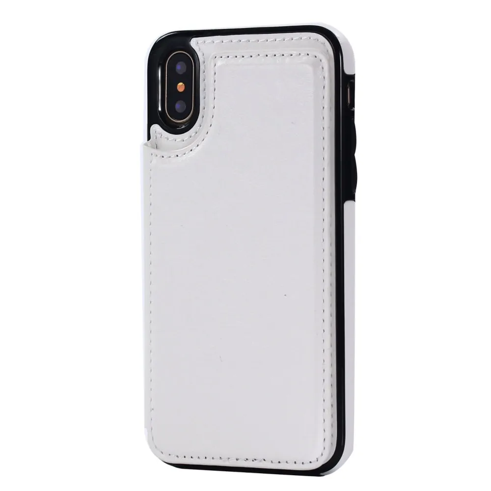 L-FADNUT чехол-кошелек с отделением для визиток для iPhone Xr X Xs Max, роскошный элегантный кожаный чехол-подставка для iPhone 7, 8, 6 S, 6 Plus - Цвет: White