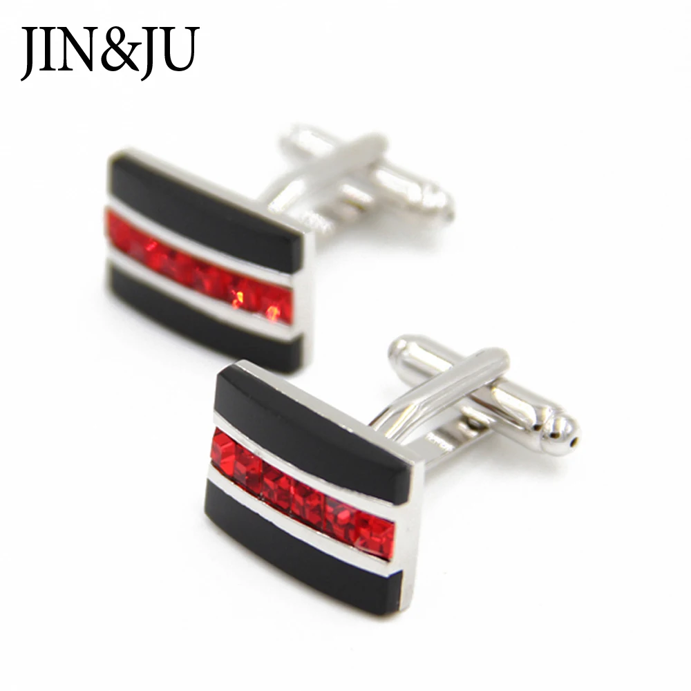 Запонки JIN & JU мужские с красными кристаллами ювелирные украшения для мужчин