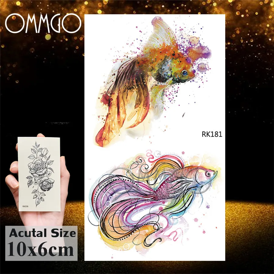 ORK181 OMMGO, 3D, акварельные медузы, Временные татуировки, наклейки, океан, рисование, поддельные татуировки, дельфин, на заказ, татуировки для женщин, детей, боди-арт, рука - Цвет: ORK181