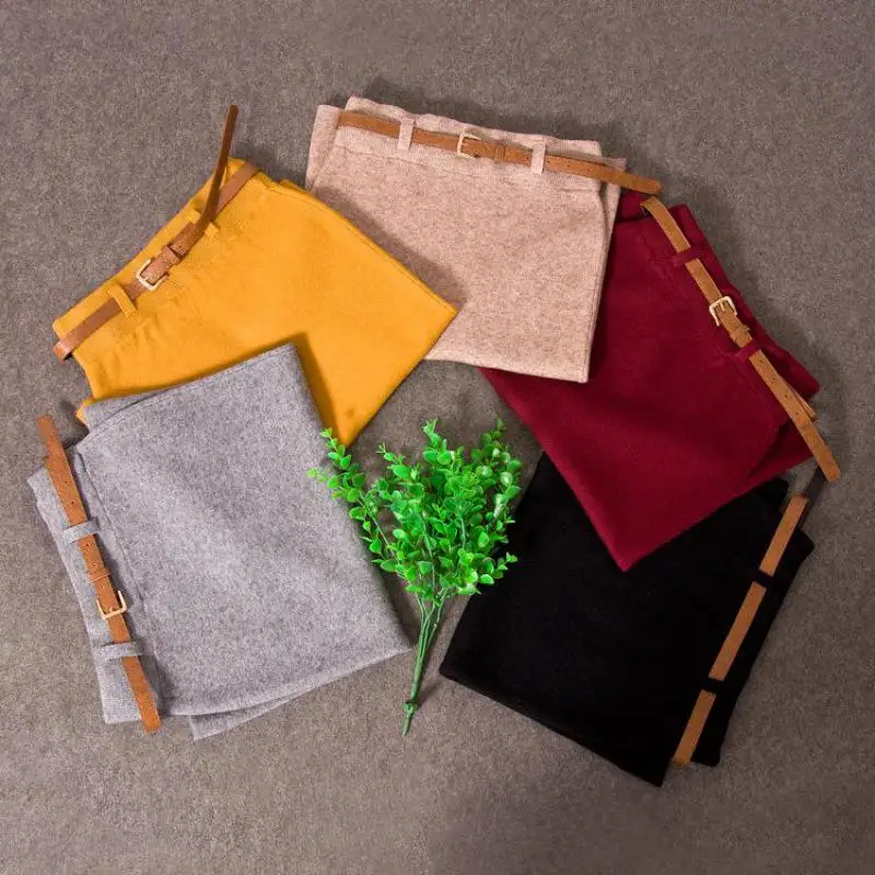 USWMIE осенне-зимние повседневные женские трикотажные элегантная юбка карандаш