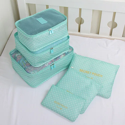Зеленый 6 шт./компл. сумка органайзер для путешествий Сумки Портативный Чемодан Органайзер аккуратная одежда Чехол чемодан упаковка прачечная мешок сумка для хранения - Цвет: Зеленый