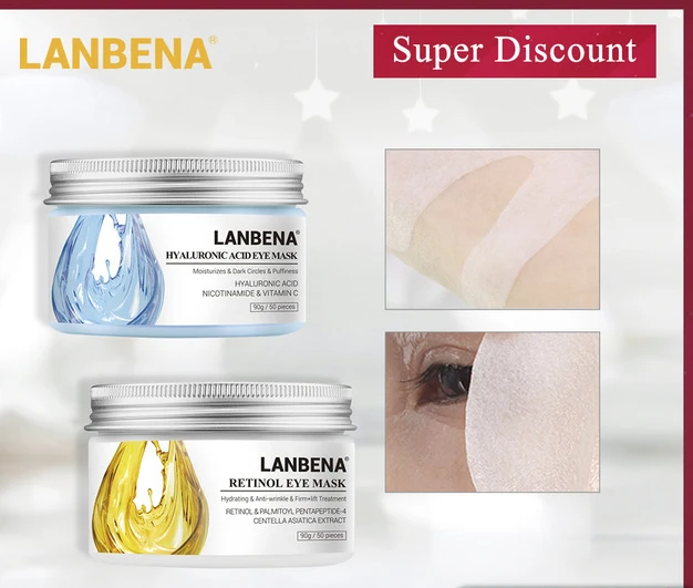 LANBENA Retinol Eye Mask Hyaluronic Acid Patches Serum Reduces Dark Circles Bags Lines Repair Nourish Firming Skin Care |