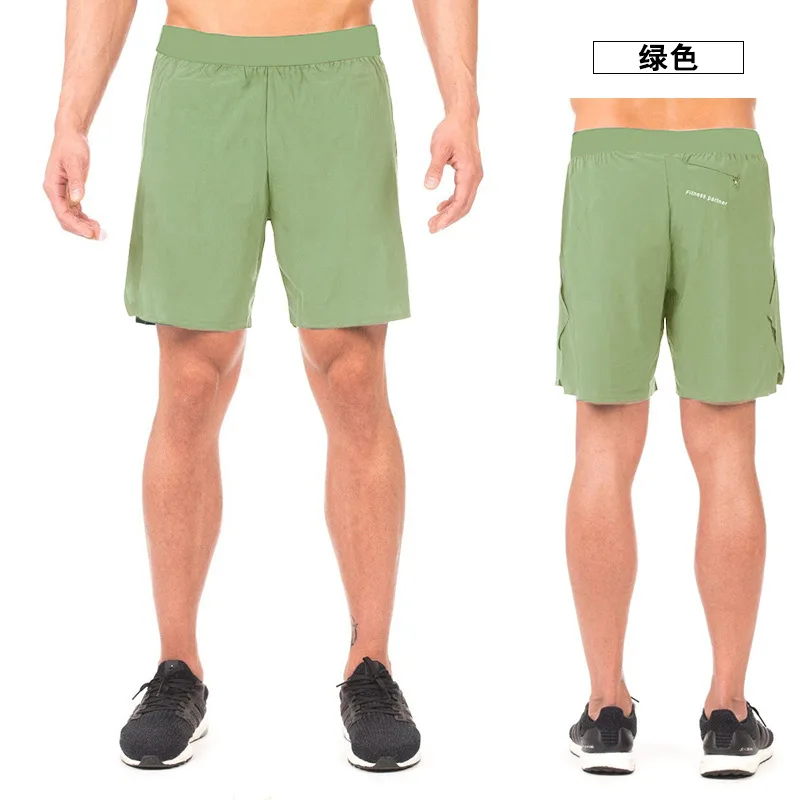 Light green Новинка, мужские шорты для бега 2 в 1, спортивные мужские двухслойные быстросохнущие мужские шорты для пробежки, дышащий светильник для фитнеса - Цвет: Light green