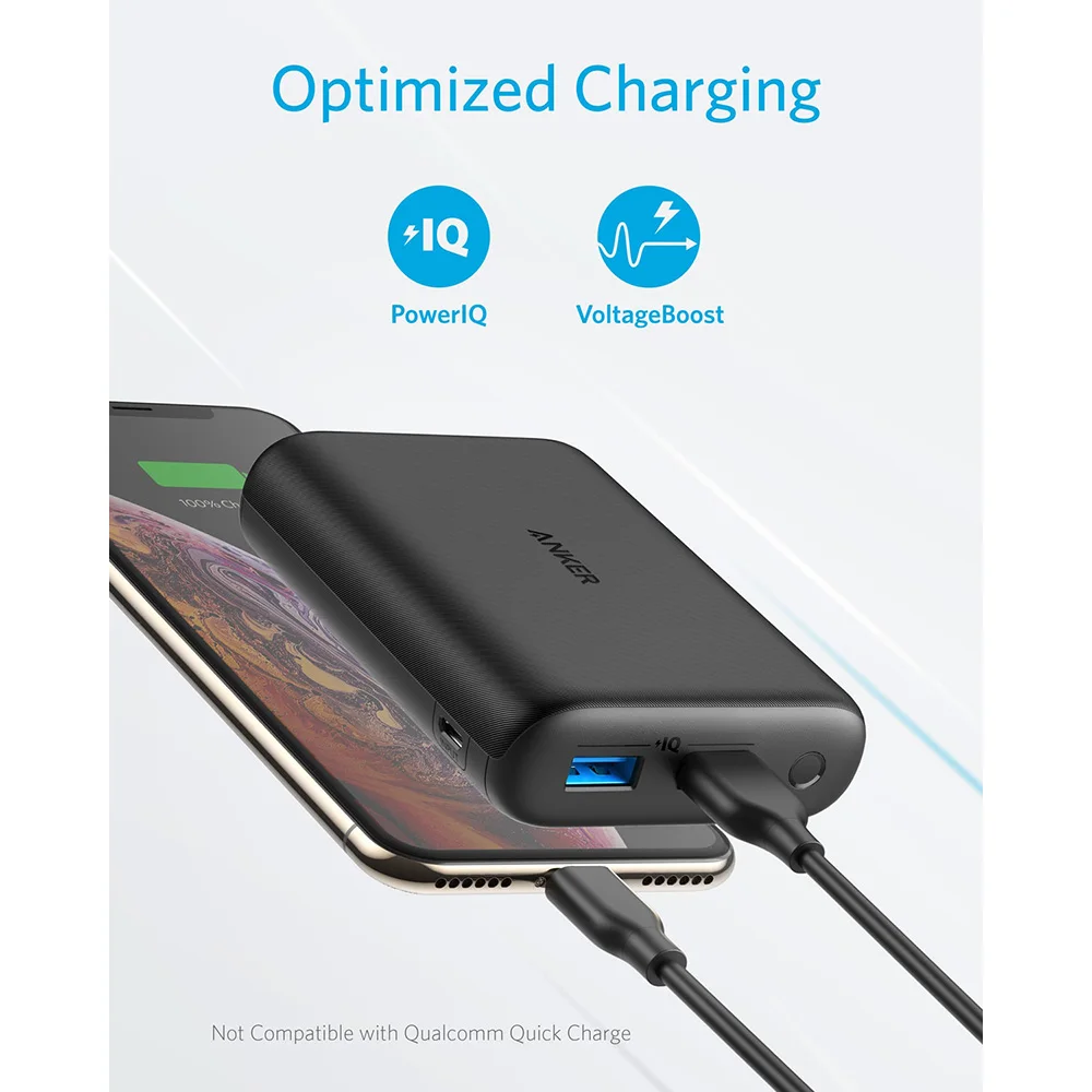 Anker PowerCore 15000 компактный внешний аккумулятор с 2 портами мАч технология PowerIQ и