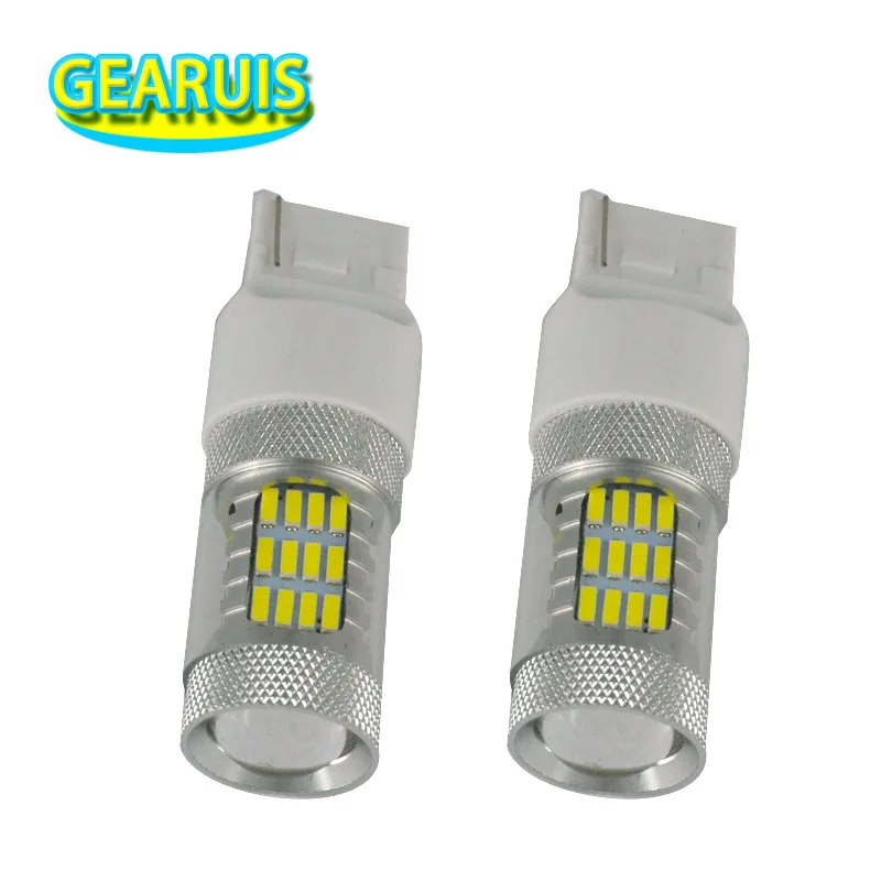 50 шт. супер яркие W21W T20 7440 56 smd 4014 levou Lente 7443 w21/5 w Acender as luzes de sinal luz freio reverso DRL |