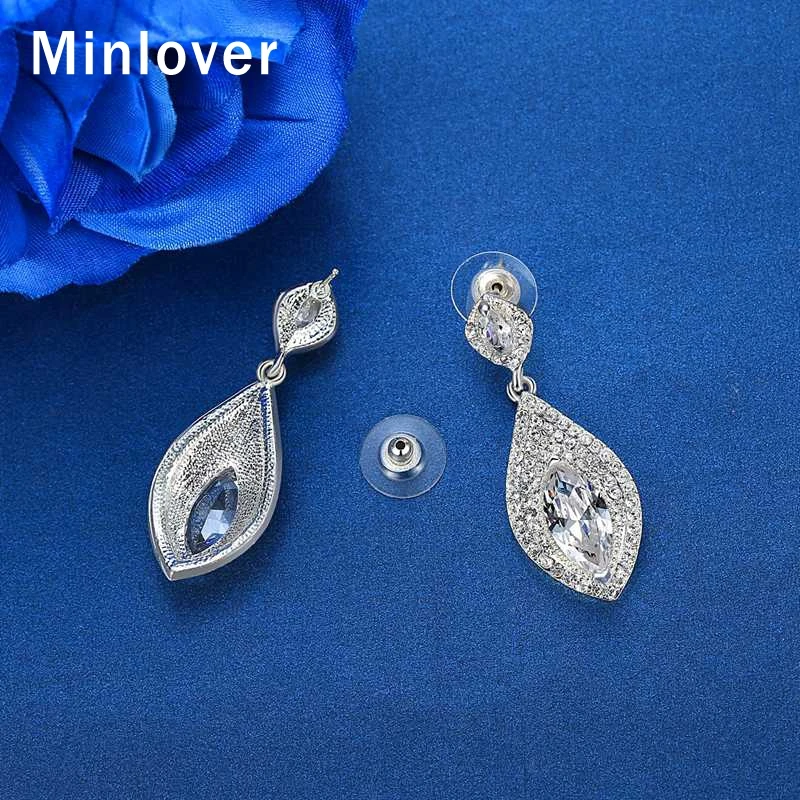 Minlover камни в форме капли кулон простые серьги с подвесками серебристого цвета