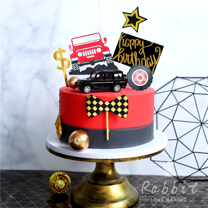Racing Trophy Hat Tie ONE Cake Toppers Ins Alloy SUV Decor for Birthday Party Wedding Supplies Baking Decoration Sweet Gifts | Дом и сад