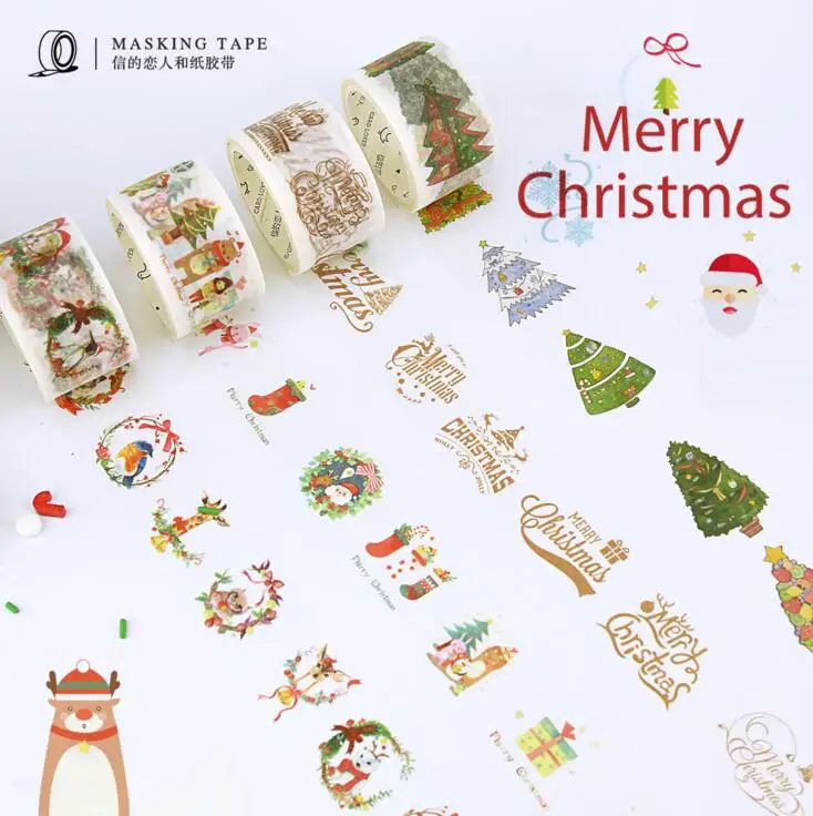 

7J201-7J212 New Arrival Merry Christmas Motif Washi Tape Adhesive Tape DIY Scrapbooking Sticker Label Craft Masking Tape