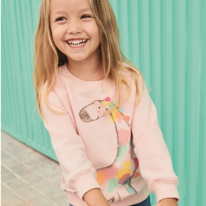 Футболка с длинными рукавами для девочек милая толстовка динозавром из