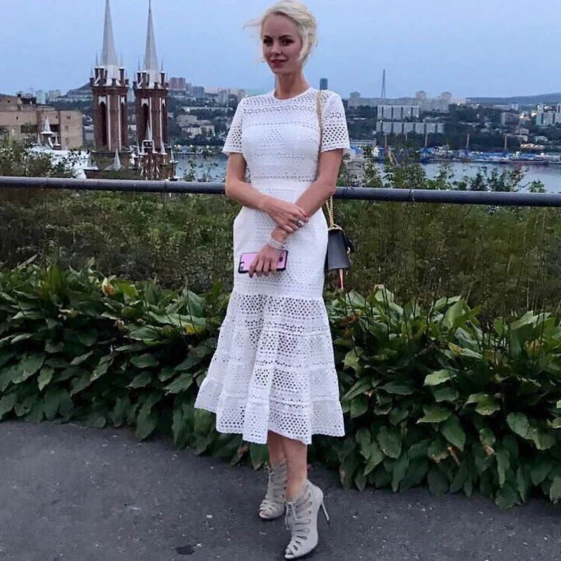 Лето 2019 Автопортрет женское платье макси Русалка с коротким рукавом сексуальные