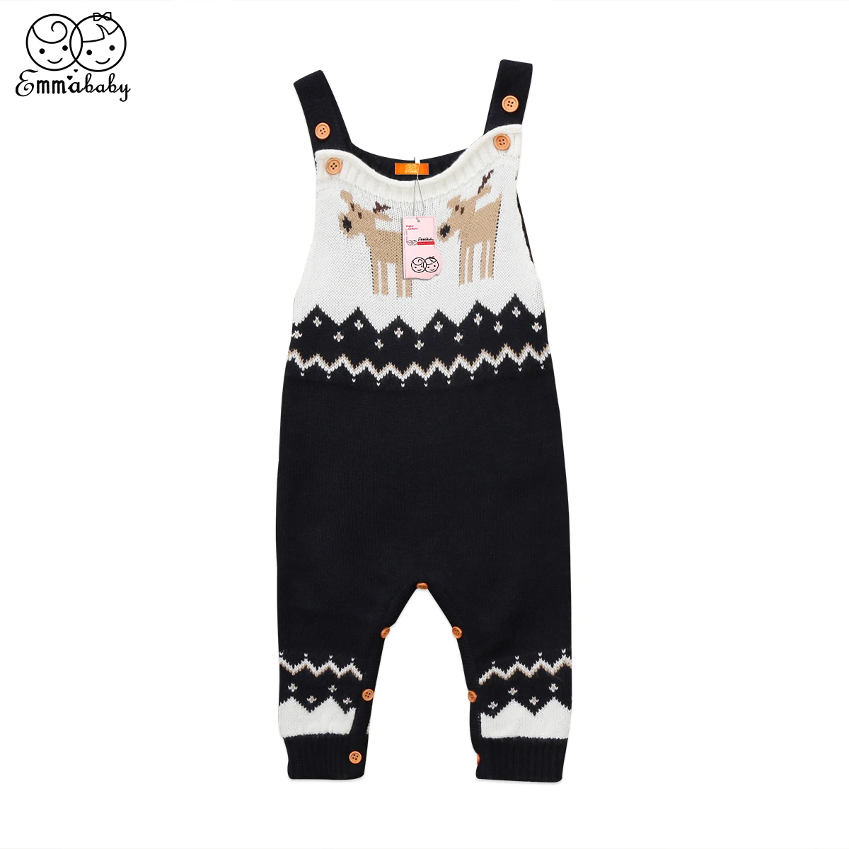 Новинка 2018 зимний детский трикотажный комбинезон без рукавов с рисунком оленя