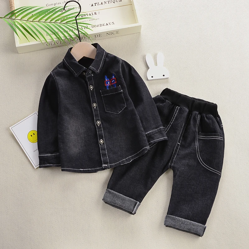 Baby boys clothes sets spring sutumn kids fashion long sleeve coats+pants 2pcs denim traacksuits for bebe infant clothing |