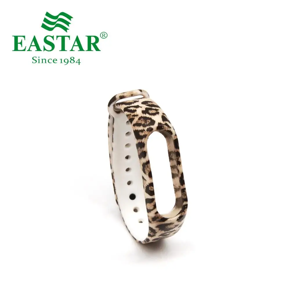 Leopard Print Смарт-часы Eastar, ремешок, аксессуары для XiaoMI, ремешок, цветные сменные браслеты, Леопардовый принт, силиконовый ремешок для Mi Band 2 - Цвет ремешка: Leopard Print