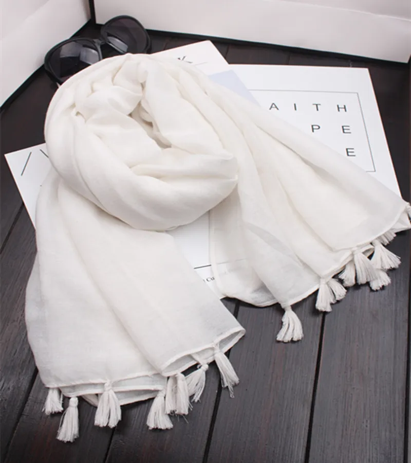 

2019 new scarf silver line women tassel shawl Japen style scarves shawl muslim plain hijab headbands soft muffler foulard 10pcs