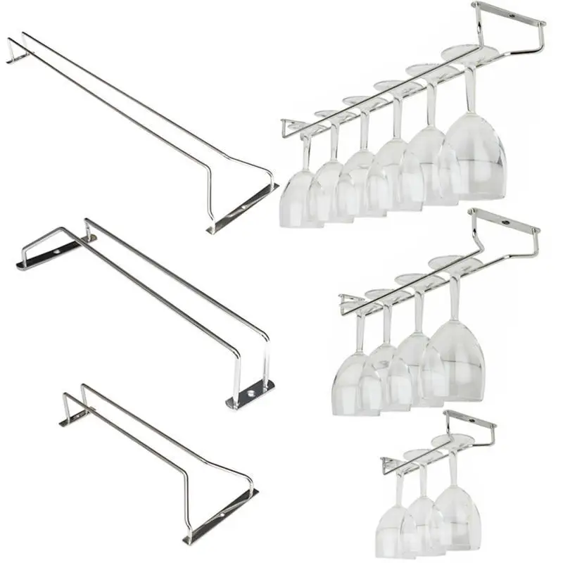 

High quality useful 27/35/55cm Stainless Steel Wine Rack Glass Holder Hanging Bar Hanger Shelf