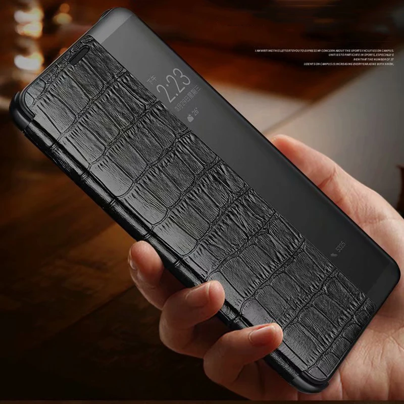 Чехол книжка из натуральной кожи с крокодиловой текстурой для Huawei Mate 20 Lite Mart Touch