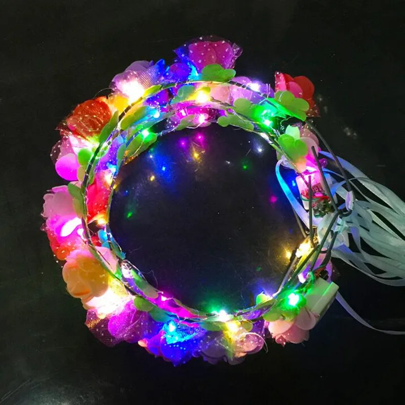 Детский светящийся цветочный венок для девочек повязка на голову со