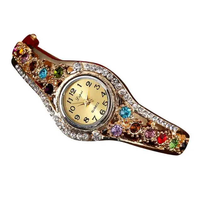 2018 роскошные золотые розовое золото Женские кварцевые наручные часы из