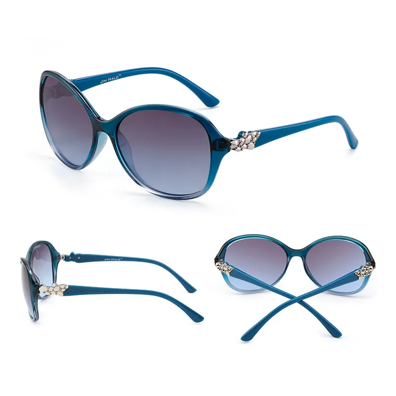 Blue Frame JM негабаритных градиент UV400 солнцезащитные очки с защитой от классические круглые очки со стразами Для женщин - Цвет линз: Blue Frame