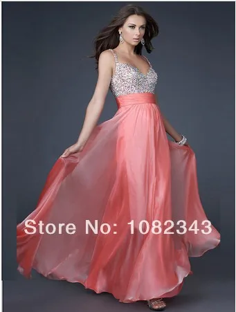 33Free Shipping Hot Sales Spaghetti Strap Fashion A-Line Chiffon Floor-Length Prom Gown Beading Evening Dresses2014 | Свадьбы и