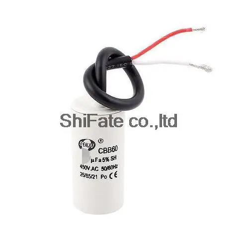 

CBB60 AC 450V 5UF 6uF 8uf 10uf 16uf 20uf 25uf 5% 50/60Hz Wire Connect Motor Running Capacitor for Washer