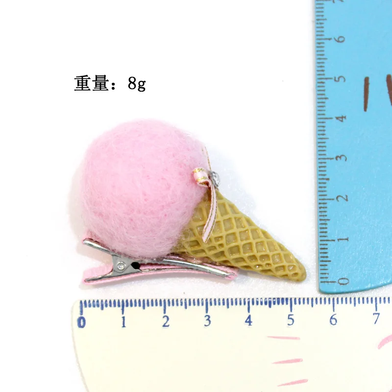 2 шт мультфильм дизайн детские шпильки для волос шерсть моделирование мороженое