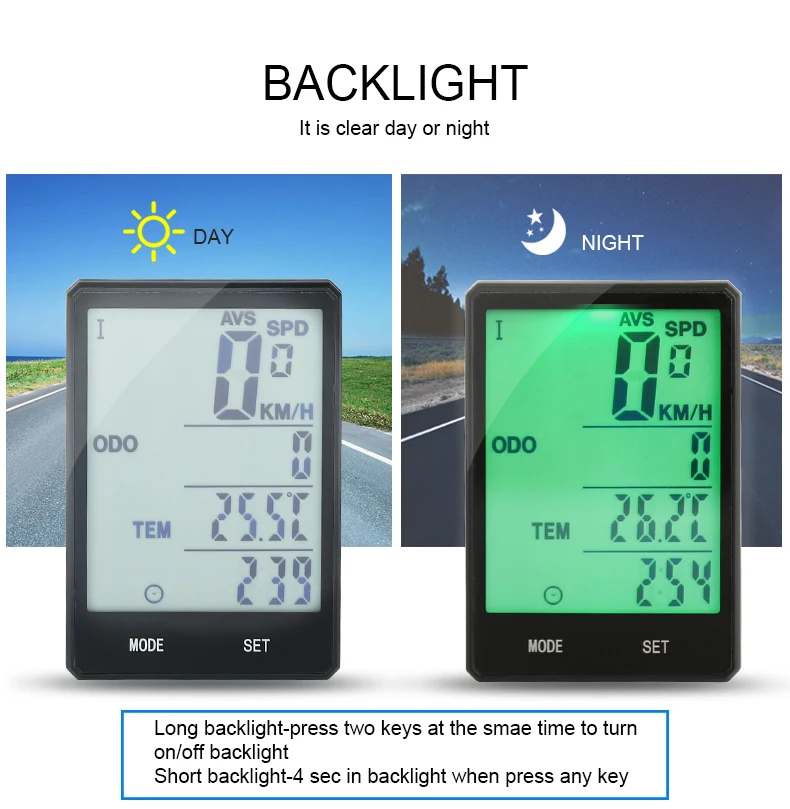 Waterproof Bicycle Computer 2.8inch Big Screen Digital Speedometer Cycle Statistics Monitor MTB Computer Wireless Bike Odometer