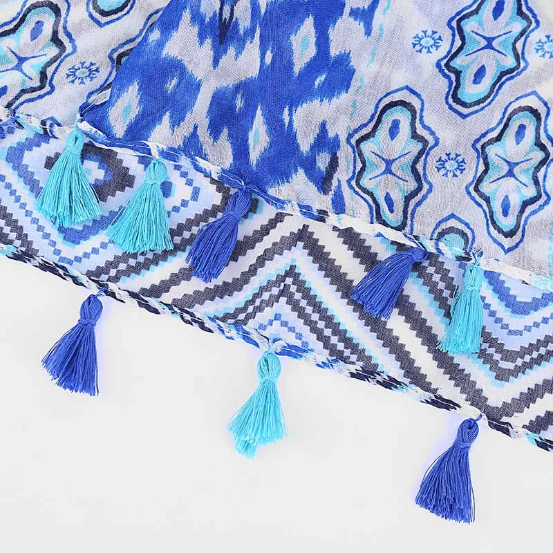 

ZSyearth Elegant Scarf Contrast Color Printed Shawl Women Pashmina Thin Party Accessories Hijabs Foulard Femme Scarves