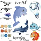 Мультфильм животных временная татуировка водонепроницаемый синий кит фальшивые татуировки Дети Рождественские подарки боди-арт 3D татуировки дельфина