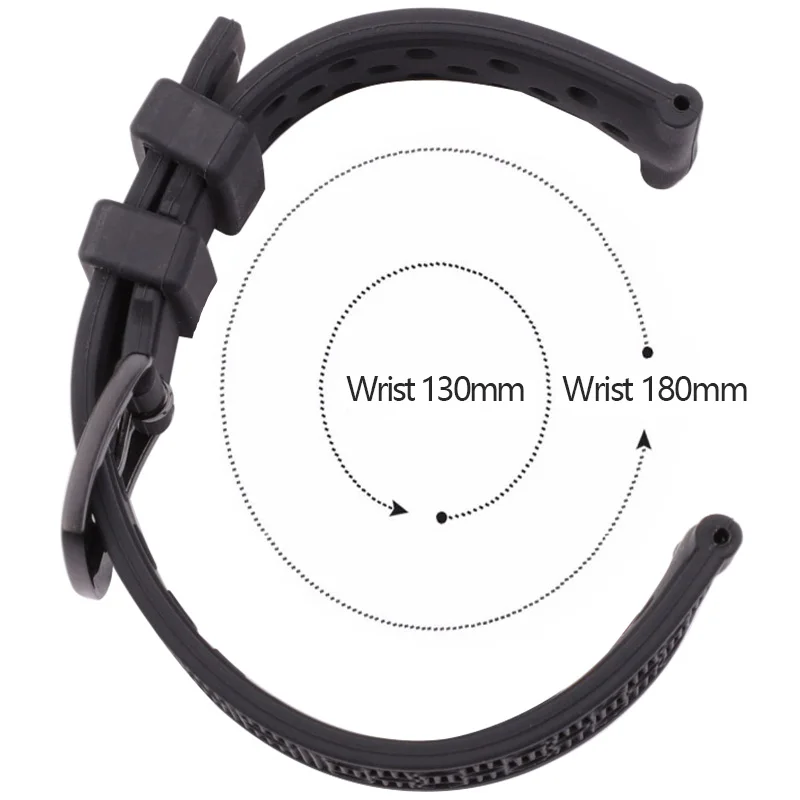 Silicone Watchbands Black Waterproof Soft Rubber 22mm Watch Band Strap Watch Accessories 316l Steel Buckle