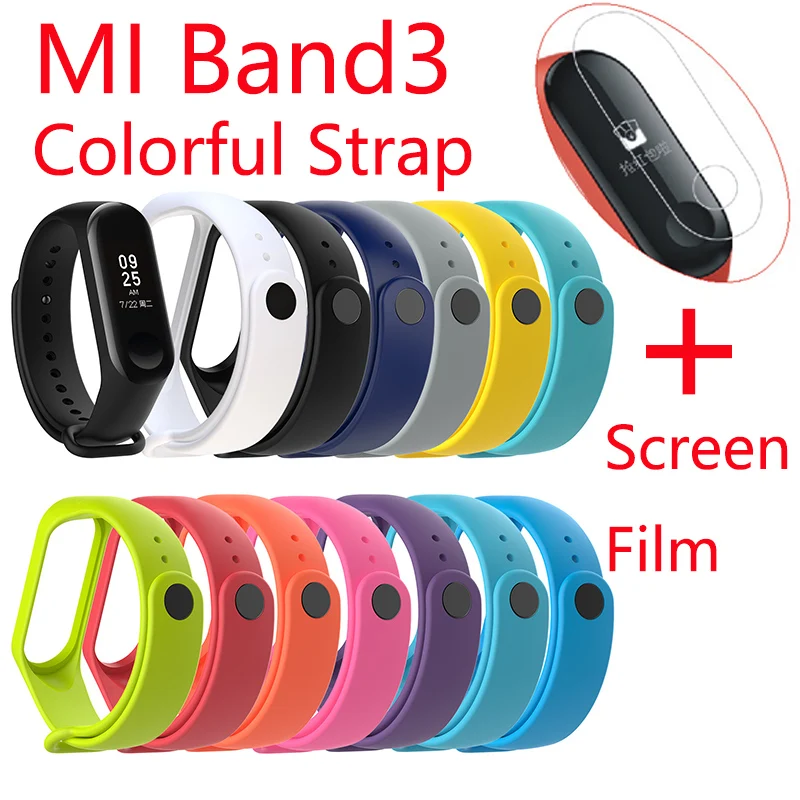 Ремешок + экран пленки для Xiaomi mi группа 3 Fit Фитнес браслет трекер NFC 5ATM водостойкий