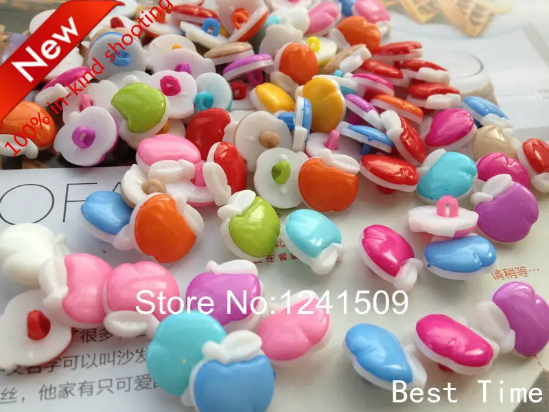Mix Color 200pcs Random Send Stereo Fruit Apple Buttons Clothing Toy Headgear Accessories DIY Manual Cartoon DY-14 | Дом и сад