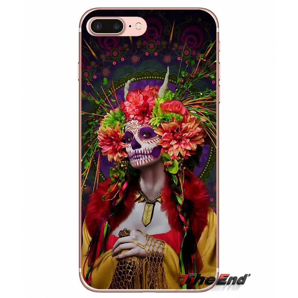Для iPhone X 4 4S 5 5S 5C SE 6 6S 7 8 Plus Samsung Galaxy J1 J3 J5 J7 A3 A5 2016 2017 Catrina красивая Роза девушка череп