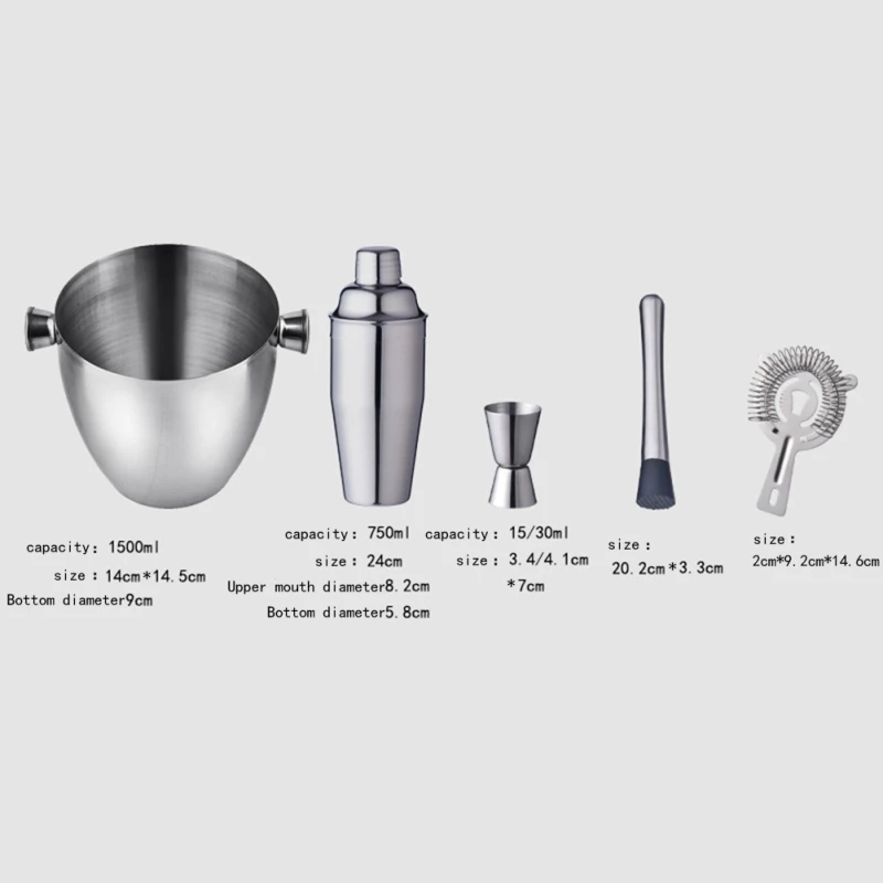 

16pcs/set Stainless Steel Cocktail Shaker Mixer Drink Bartender Browser Kit Bars Set Tools Professional Brewery Tool #922