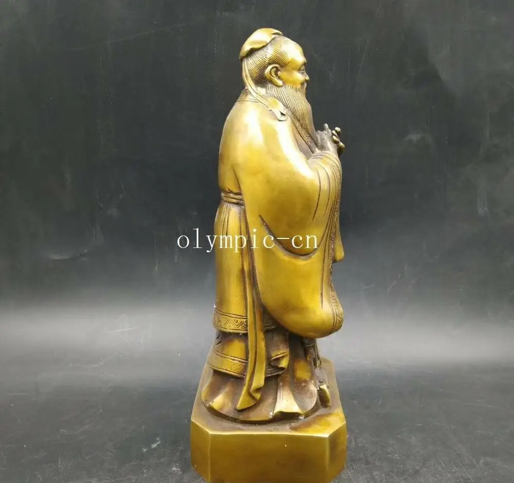 12'' copper carved school fengshui decor chinese educator philosopher Confucius |