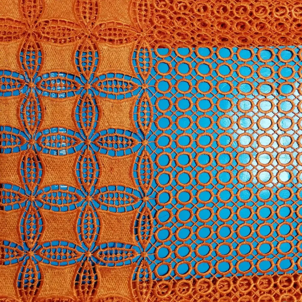 2019 high quality Water soluble gold line French Swiss net lace African tulle mesh Cord fabric for dress 5yards/lot GOLD | Дом и сад