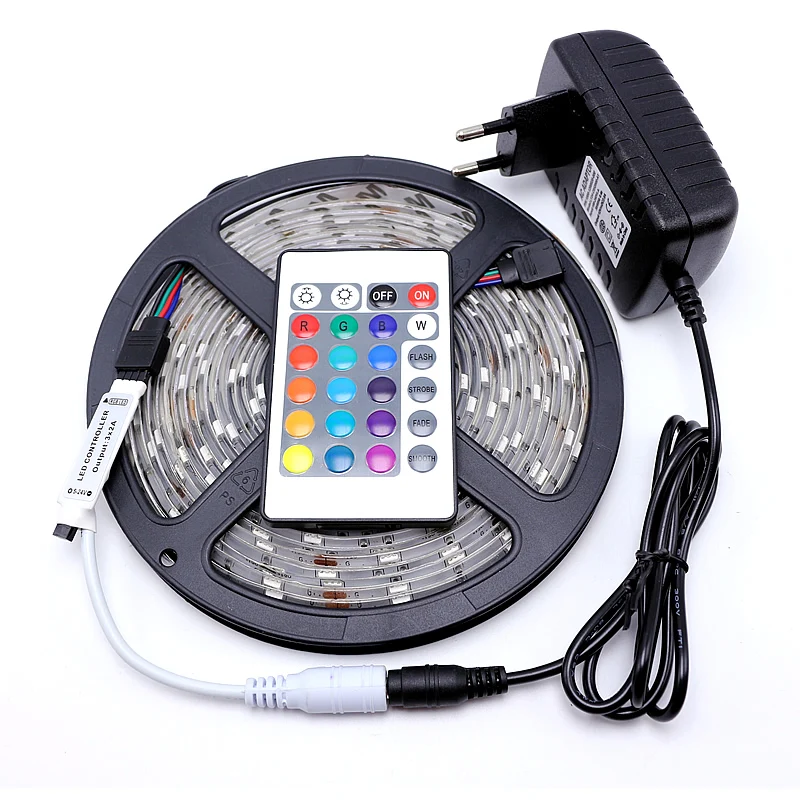 5 м RGB Светодиодная лента 5050 SMD гибкая Водонепроницаемый ИК пульт дистанционного